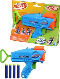 NERF Elite Junior Racer Easy Play Dart Blaster, 4 Nerf Elite Darts, Nerf Blaster Outdoor Toys, for Kids, Ages 6+ (New)