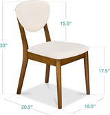 Best Choice Products - 2-Piece Mid-Century Modern Wood & Upholstered Dining Chair Set - Walnut/Cream