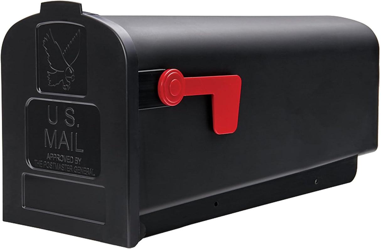 Architectural Mailboxes Parsons Rust-Proof Plastic Post Mounted Mail Box for Outside, Black, Medium Curbside Mailbox