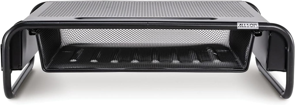 Allsop Metal Art Organizer 5 Riser Monitor Stand with Drawer and Side Caddies - Black