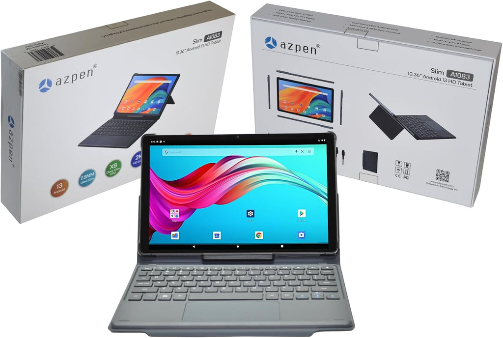 Azpen 10.36" Octa CORE Android Tablet 2K HD Display 6GB RAM 128GB Storage LUXRY Surface Keyboard CASE Included