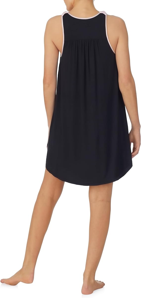 kate spade NEW YORK | Women's Black and Pink Scoop Neck Chemise Nightgown | Large