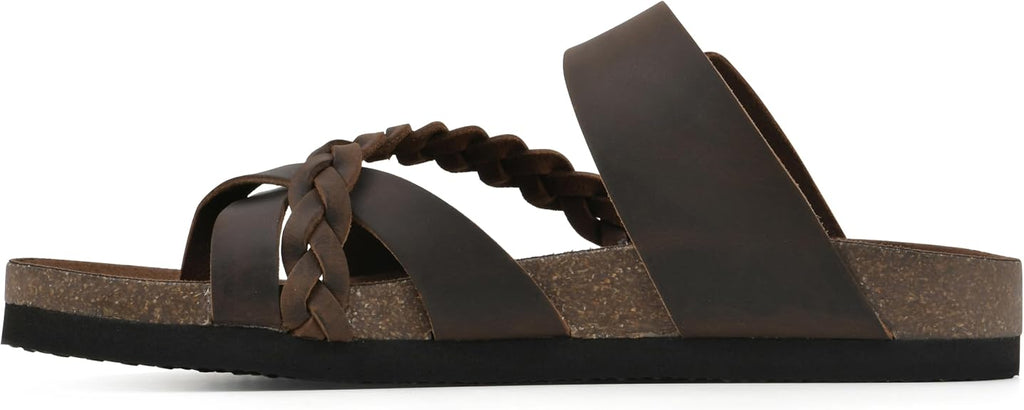 WHITE MOUNTAIN Women's Hazy Footbeds Sandal - Brown Leather - 9