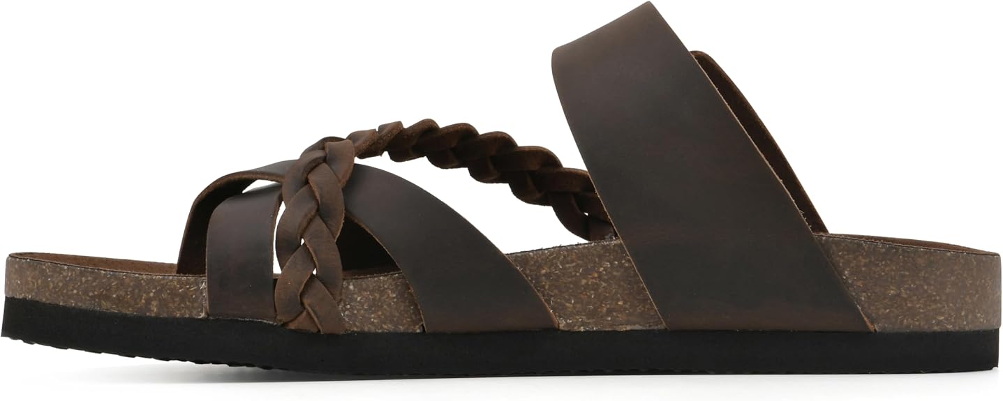 WHITE MOUNTAIN Women's Hazy Footbeds Sandal - Brown Leather - 9