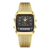 Liebig Stainless Steel Men's Sport Quartz Watch - Black Dial/Gold Band - Model L1030