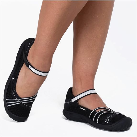 JBU by Jambu Women's Maya Water Ready Flat - Black/Off-White - 8M