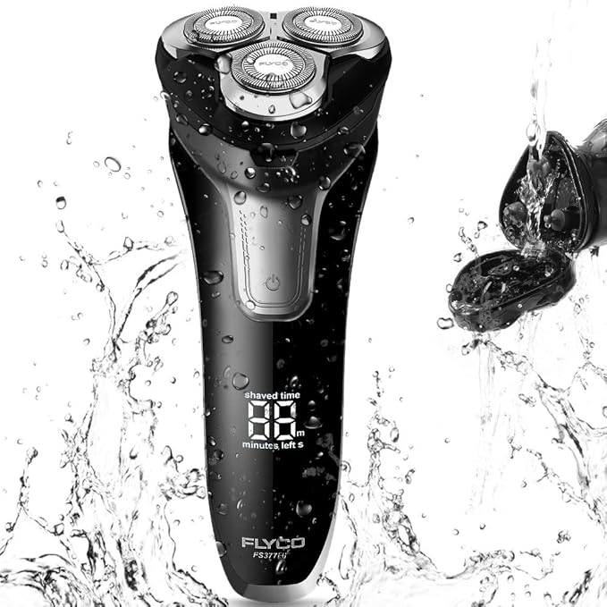 FLYCO Men's Electric Razor with IPX7 Waterproof LCD Display, Wet and Dry Shaver, Precision Trimmer, Electric Razor for Men