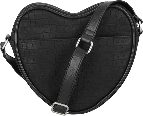 Harley-Davidson Women's Croco Studded Adjustable Crossbody Heart Purse - Black - Item # MHW202/08