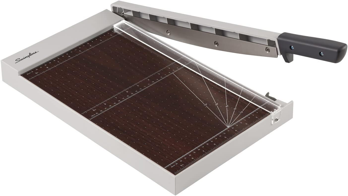 Swingline Paper Trimmer, Guillotine Paper Cutter, 15" Cut Length, 10 Sheet Capacity, Wood