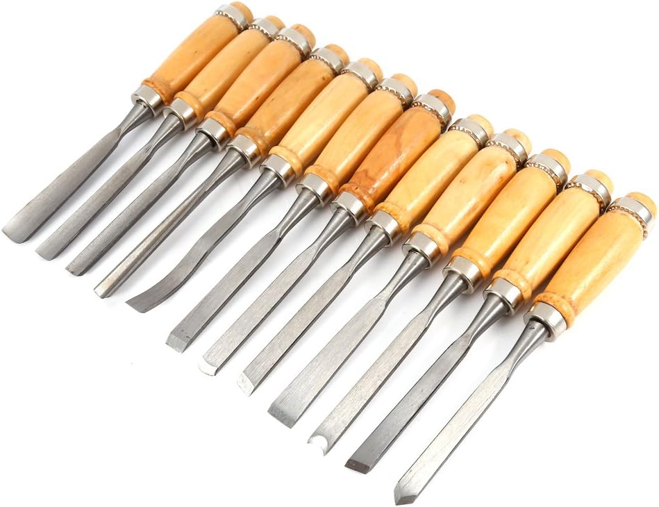 Bourvill 12 Piece Wood Carving Set - Handles are made with high-quality polished wood. The blades are razor sharp Hardened Steel.