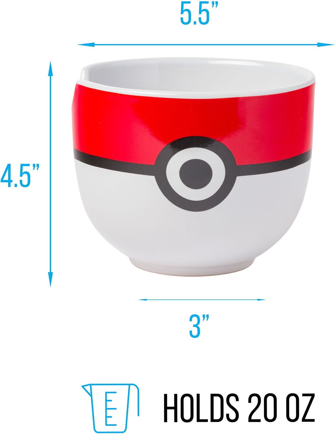 Silver Buffalo Pokémon Pokeball Ceramic Ramen Noodle Bowl with Chopsticks