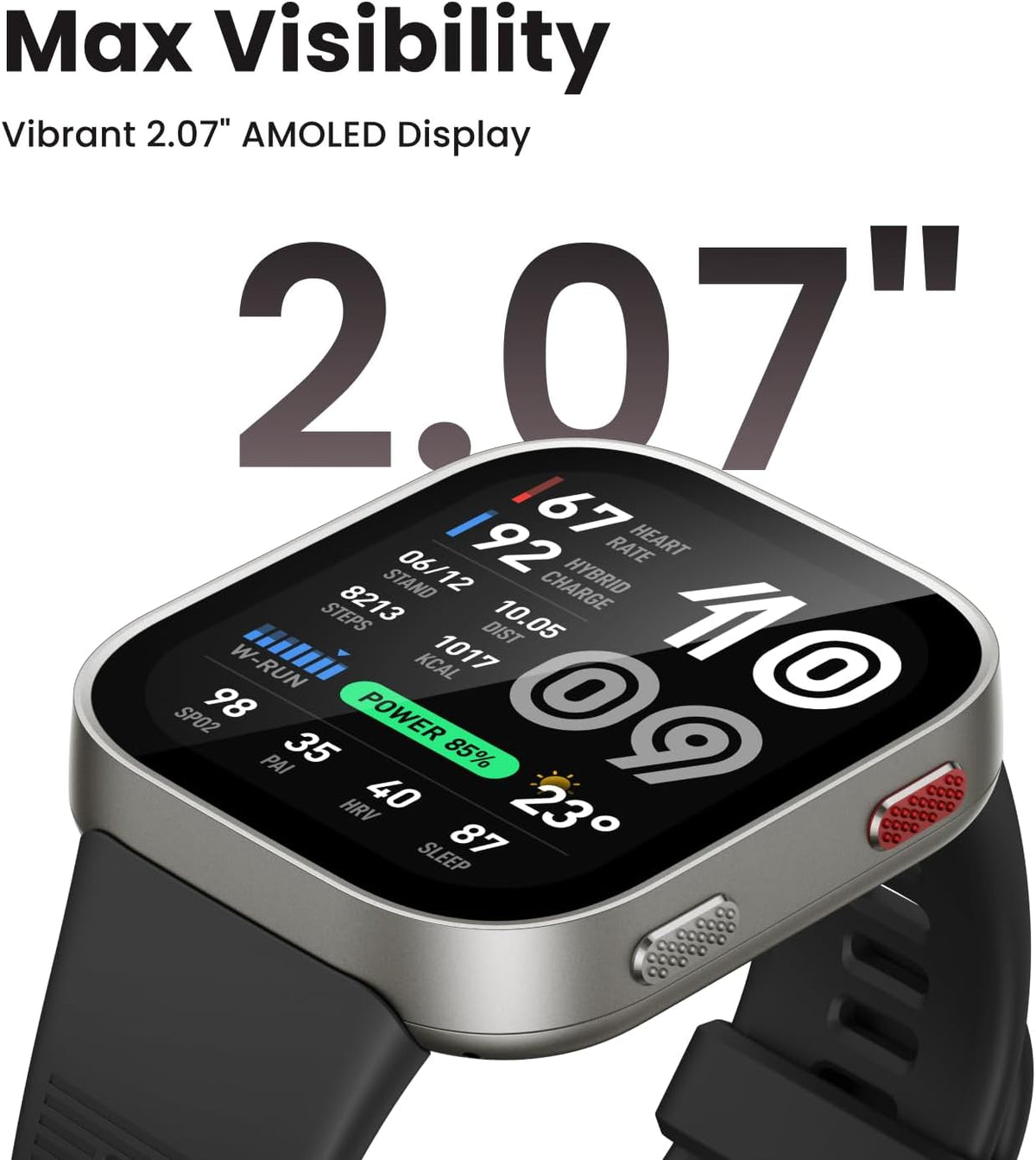 Amazfit Bip Max Smart Watch, 2.07" AMOLED Display, GPS, iOS/Android , Black