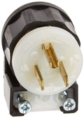 Straight Blade Angle Plug, 15 Amp, 125 Volt, Industrial Grade - Black & White / 10 Pack