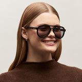 MVMT (Hollywood Aviator Sunglasses in Black Frame + Grey Lens) 28100302