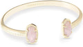 Kendra Scott Elton Cuff Bracelet for Women - Gold/Rose Quartz - Fashion Jewelry