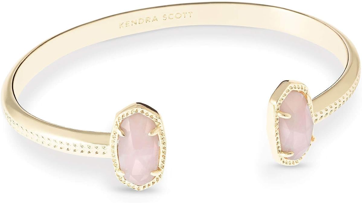 Kendra Scott Elton Cuff Bracelet for Women - Gold/Rose Quartz - Fashion Jewelry