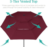 Best Choice Products - 3-Tier Patio Umbrella w/ Tilt Adjustment, Crank - 10ft - Burgundy