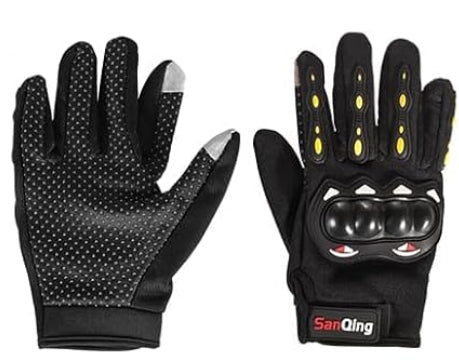 SPARK Adult Off-Road Motocross Glossy Black Helmet with SANQING Gloves and Goggles Set | M 57-58cm