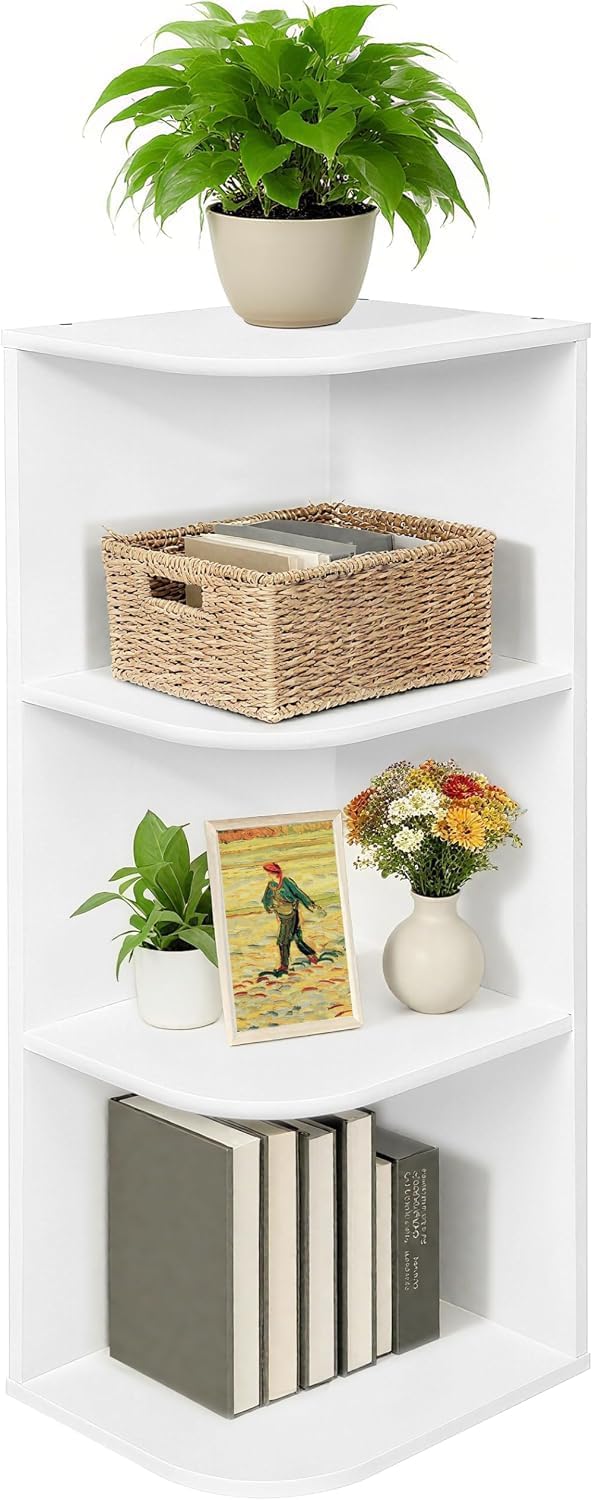 Whitmor 3-Tier Corner Shelf - Open Bookcase - White