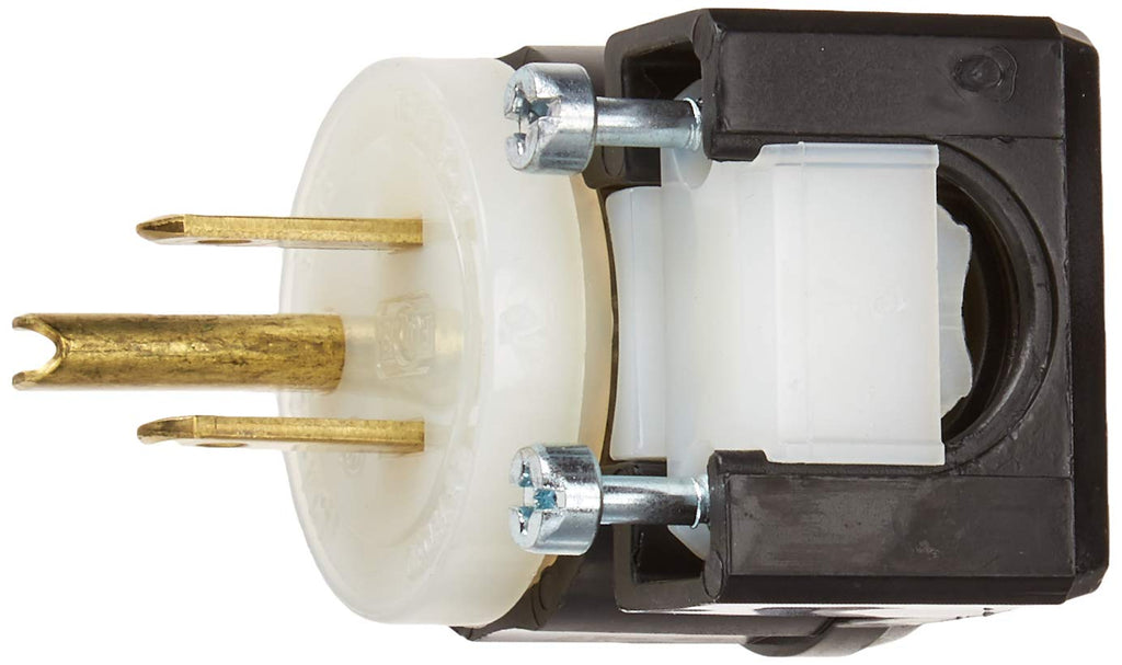 Straight Blade Angle Plug, 15 Amp, 125 Volt, Industrial Grade - Black & White / 10 Pack
