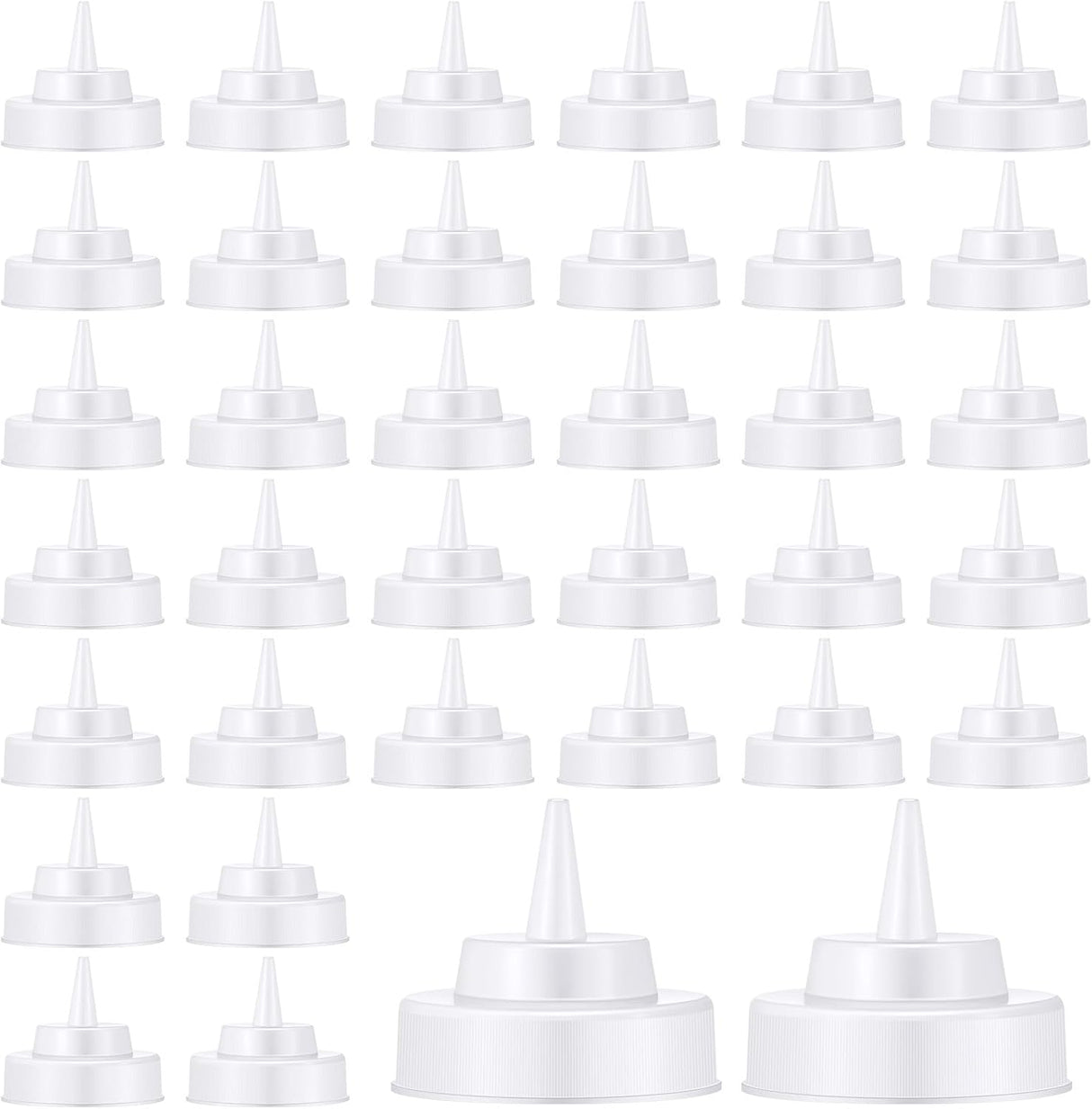 Tioncy 36 Pcs Condiment Squeeze Bottle Replacement Cap Plastic Wide Mouth Squeeze Lids for 63mm Emptying Bottle 2.76inch Natural Cone Tip Dispensing Caps for Kitchen Dining Room Dispenses Sauce