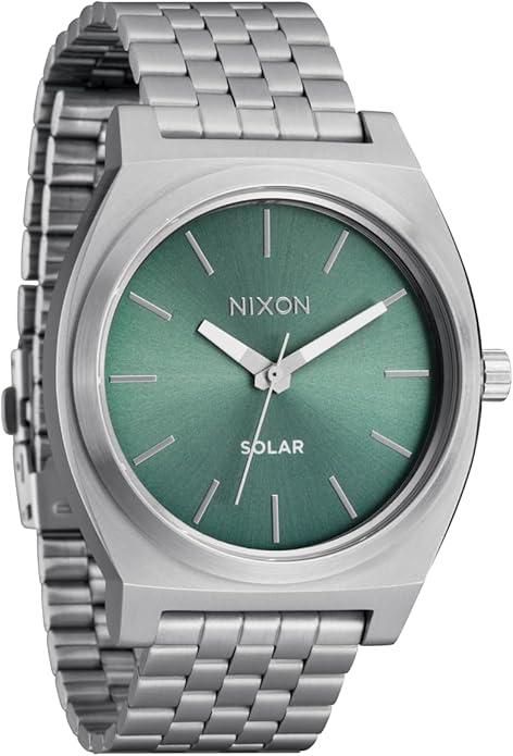 NIXON Time Teller Solar A1369-100m Water Resistant Men's Analog Solar Powered Fashion Watch (40.5mm Watch Face, 20mm 5 Link Stainless Steel Band)