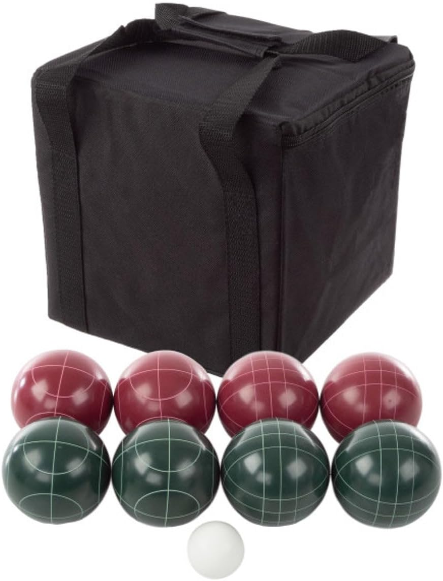 Trademark Games Bocce Ball Set Regulation Size - Lawn Game for Backyard or Beach - Includes Red and Green Bocce Balls, Pallino, and Carrying Case