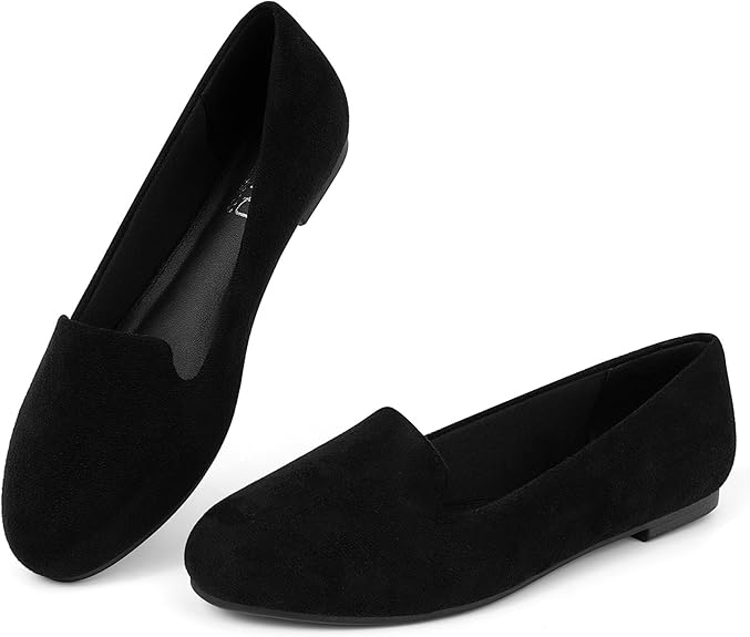 MUSSHOE Flats Shoes for Women Slip on Round Toe Comfortable Women's Flats Ballet Flats Shoes Loafers Size: 8.5