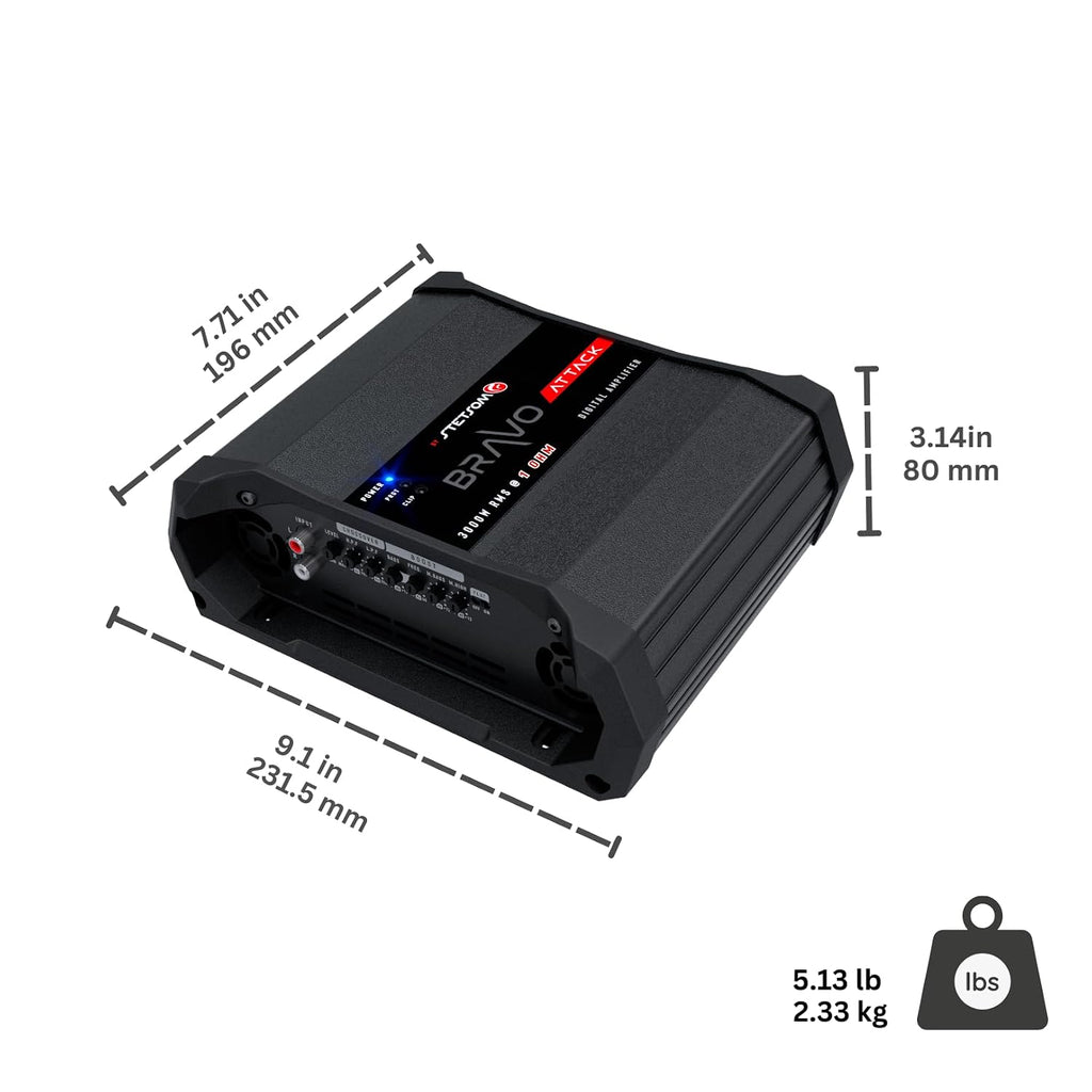 Stetsom Bravo Attack 3000 , 1 Ohm Mono Car Amplifier