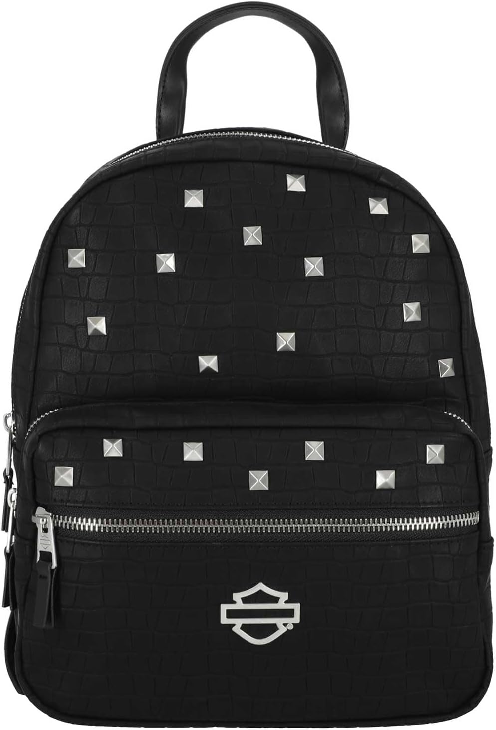 Harley-Davidson Women's Croco Embossed Stud Bar & Shield Backpack - Black - Item # MHW203/08
