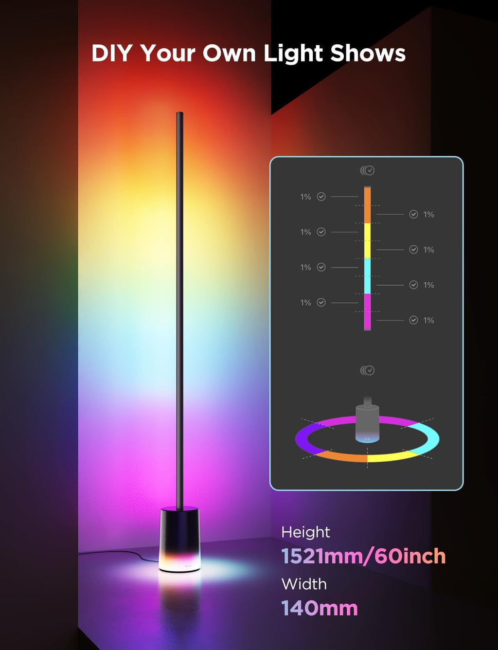 Govee Floor Lamp 2, RGBIC, Warm Cool White LED