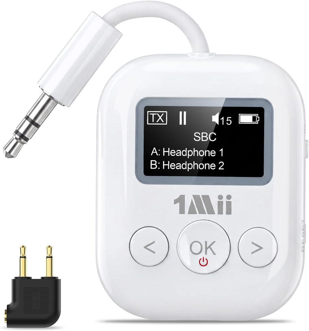 1Mii SafeFly Min+ Airplane Bluetooth Adapter for 2 Headphones