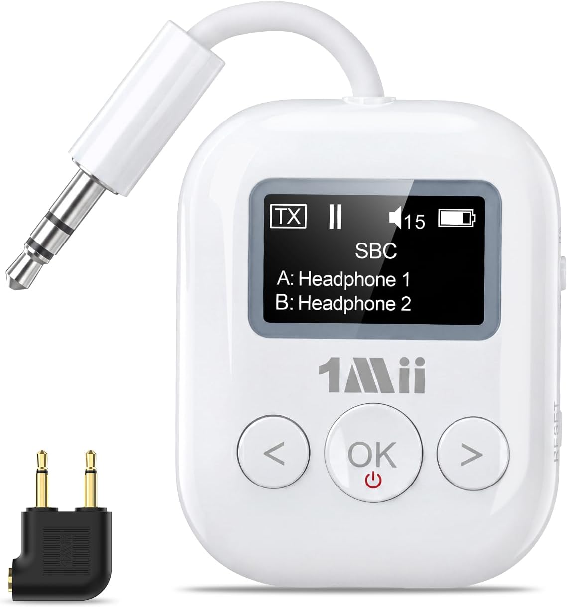 1Mii SafeFly Min+ Airplane Bluetooth Adapter for 2 Headphones