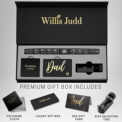 Willis Judd Men's DAD Titanium Bracelet Engraved Love You Dad Carbon Fiber Adjusting Tool & Gift Box Included(NEW, OPEN BOX)