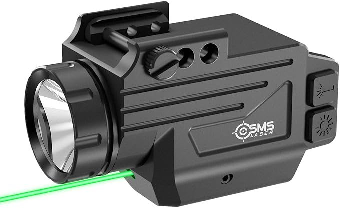 GL50 1000 Lumens Rechargeable Pistol Laser Light Combo, Aluminum Low-Profile Picatinny Rail Green Laser Flashlight Combo for Glock Taurus G2C G3C Ruger Springfield H&K S&W