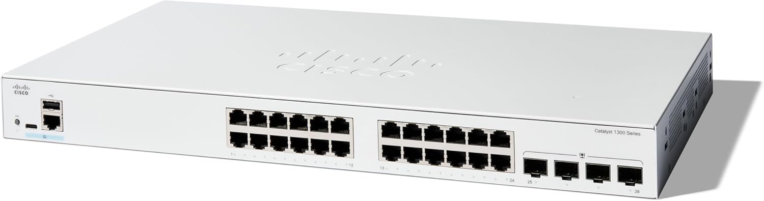 Cisco Catalyst 1300-24T-4G Managed Switch, 24 Port GE, 4x1GE SFP, Limited Lifetime Protection (C1300-24T-4G)