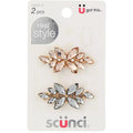 Scunci Real Style Flower Fashion Hair Barrettes with Rhinestones, 2.0 ea