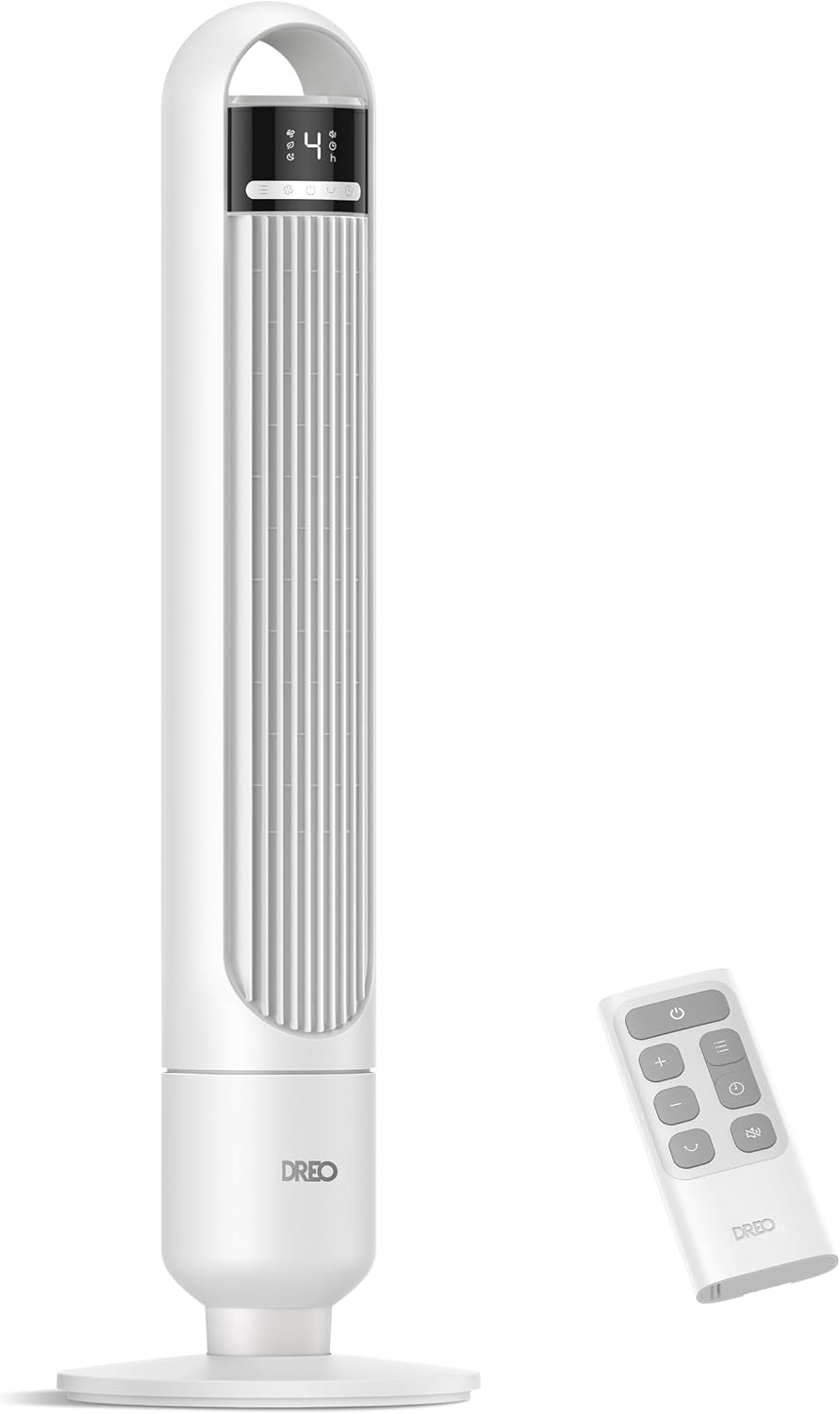DREO Tower Fan, 4 Speeds, 3 Modes Standing Fans for Room, White