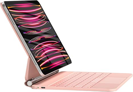 Keyboard Case for iPad Air 11 inch 2025 (M3)/2024 (M2)&iPad Pro 11 Inch(4th/3rd/2nd/1st) Gen 2022,iPad Air 5th&4th Generation Case with Keyboard,Magic-Stand, Multi-Touch Trackpad,Backlight,Pink