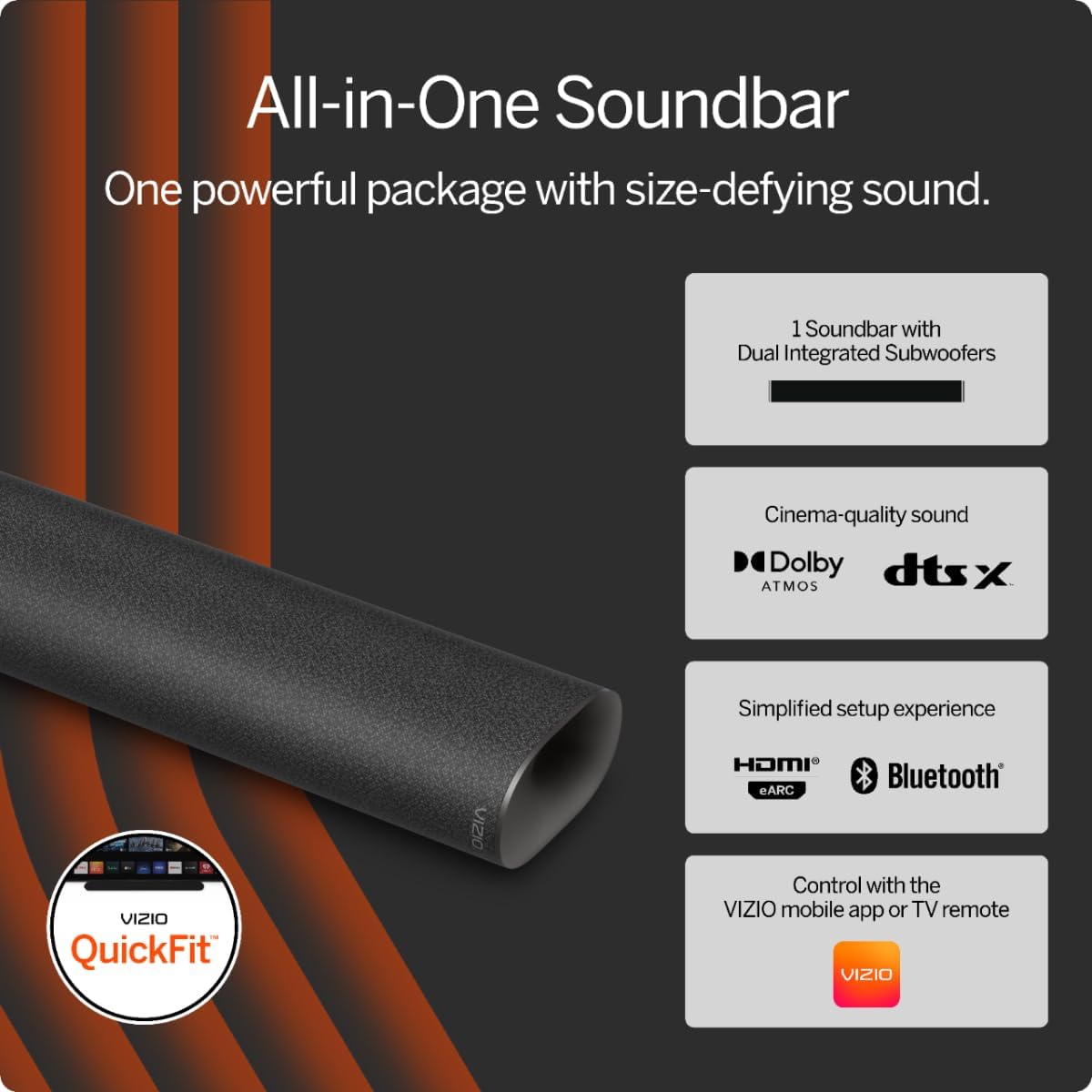 VIZIO All-in-One Soundbar with Dolby Atmos and DTS:X, Bluetooth Speaker- SV210D-0806