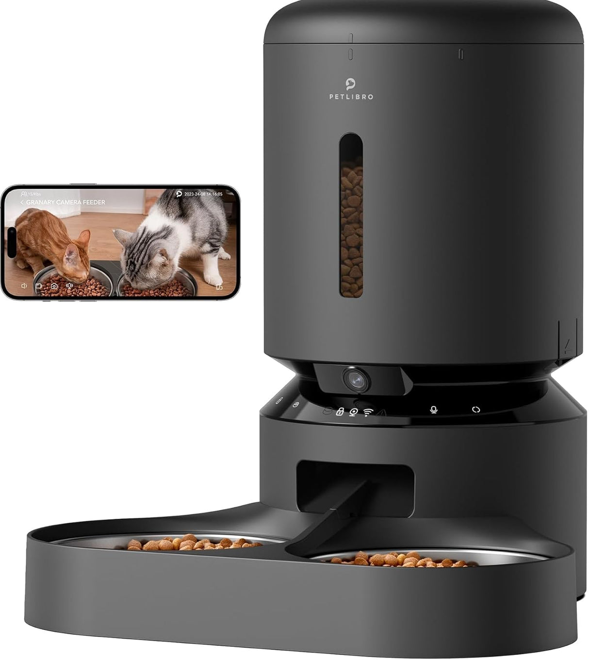 PETLIBRO Automatic Cat Feeder for 2 Cats, 5G WiFi Cat Food Dispenser with APP Remote Feeding, 5L Timed Automatic Dog Feeder, 1-10 Meals/Day, 10s Meal Call, Dual Trays Pet Feeder for Cat, Dog (NEW, OPEN BOX)