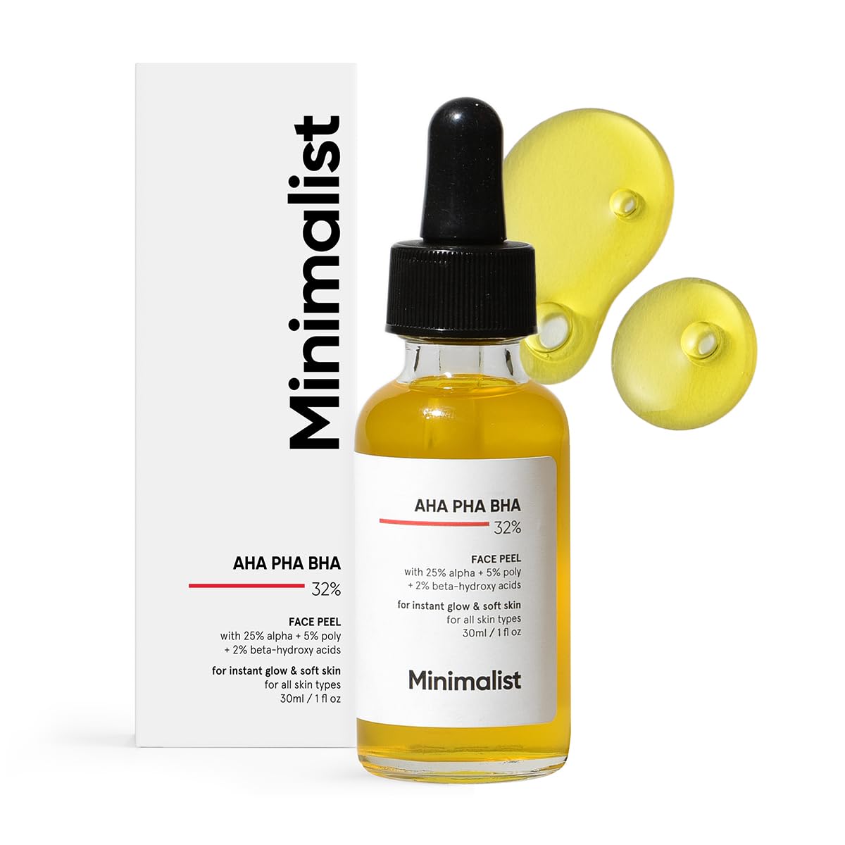 Minimalist 32% AHA BHA PHA Peeling Solution for Glowing Skin - 1 fl. oz.
