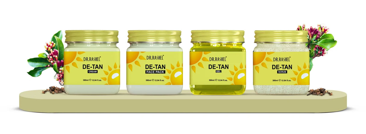 DR. RASHEL De-Tan Pack Of 4 (Scrub, Gel, Cream & Face pack) For Soothing the Skin – 1500 ml