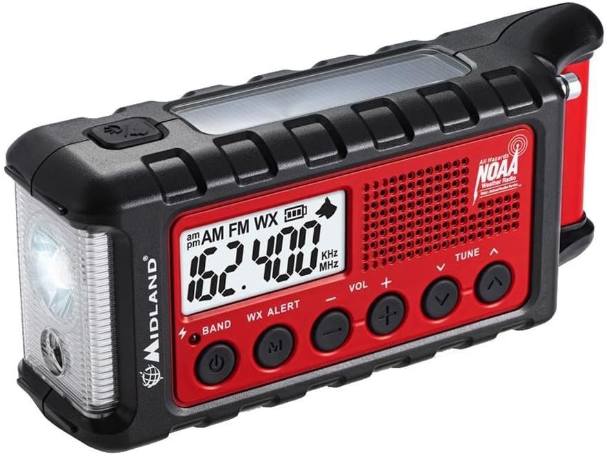 Midland ER300 Emergency Crank Weather Alert Radio , Red
