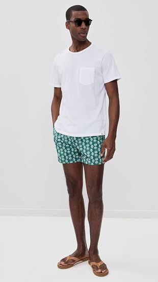 Onia Men's Charles Swim Trunks 5" - Shell Geo/Aloe Multi - Size M