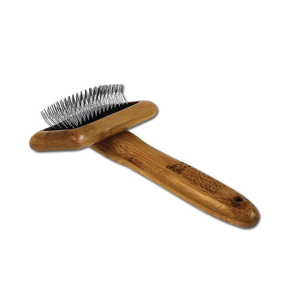 Alcott Bamboo Groom Slicker Brush with Stainless Steel Pins for Pets - Small