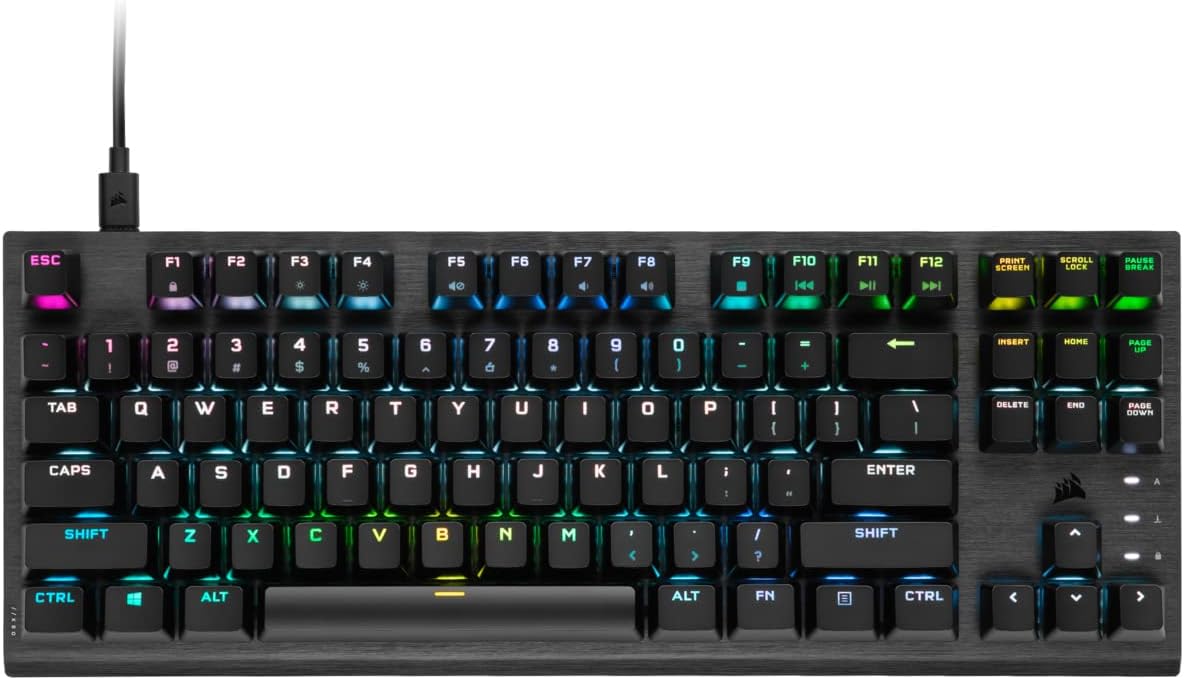 CORSAIR K60 RGB TKL RGB Tenkeyless Optical-Mechanical Wired Gaming Keyboard - OPX Switches - Polycarbonate Keycaps - iCUE Compatible - QWERTY NA Layout - Black (NEW, OPEN BOX)