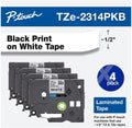 Brother Genuine P-Touch TZe-231 4-Pack Tape (TZE2314PKB) ½” (0.47” or 12mm) x 26.2 ft. (8m) Laminated Black on White, (for use with PT-D210, PT-H110, PT-D220, PT-D410, PT-D600 Label Makers)