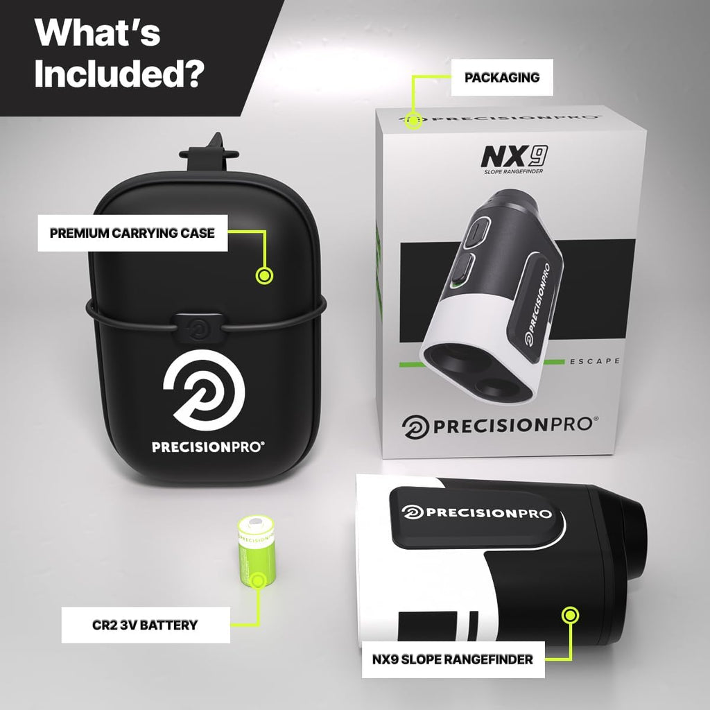 Precision Pro NX9 Golf Rangefinder with Slope Switch – 900 Yards Laser, Flag Lock Vibration, 6X Magnification, Magnetic Cart Mount, Tournament Legal