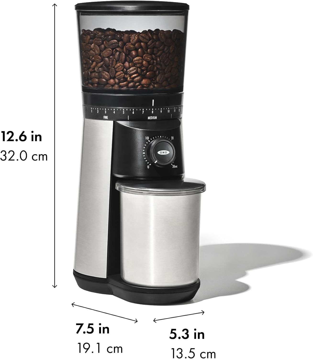 OXO Brew Conical Burr Electric Coffee Bean Grinder - 12 Oz - Silver